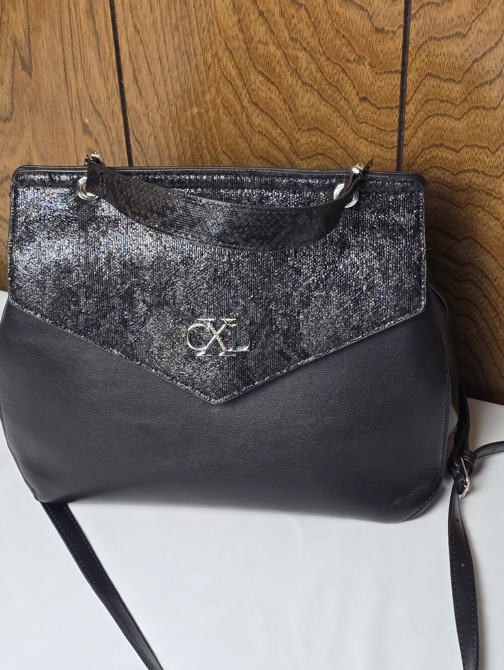 CXL by Christian Lacroix Black Metallic Accent Women’s Satchel